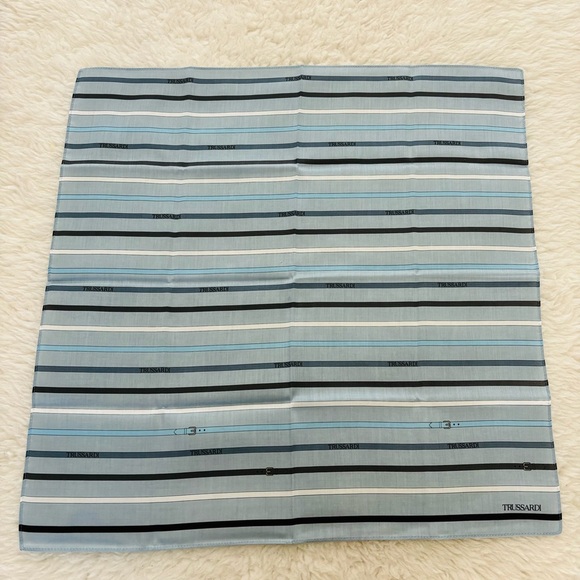 Trussardi Multicolored Cotton Striped Square Unisex Bandanna/Scarp 20” X 20” - Picture 5 of 9